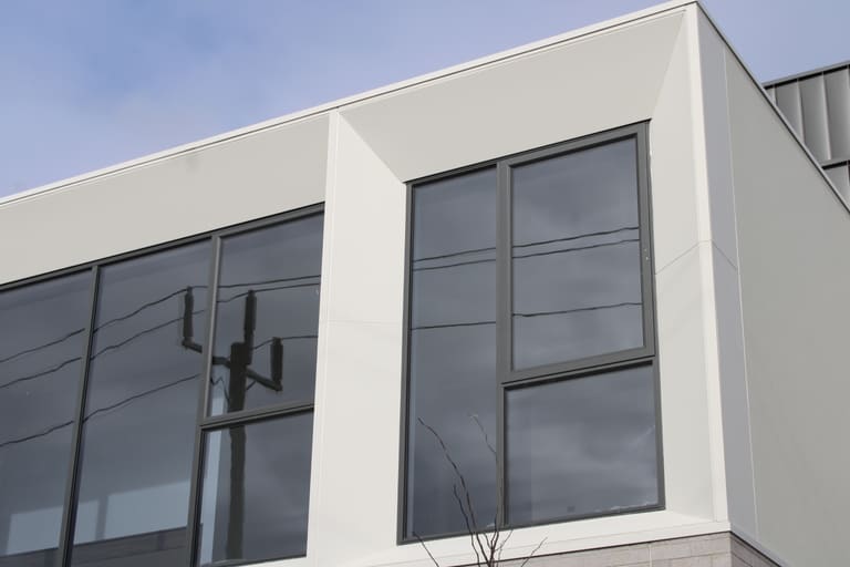 Mitred white panel window surround detail